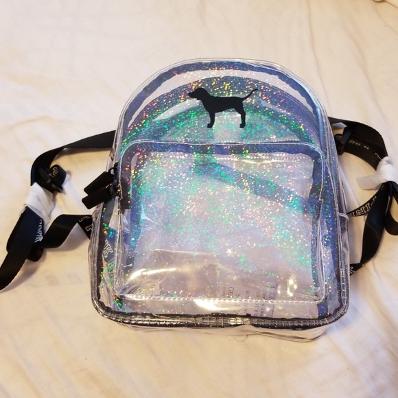 PINK Victoria's Secret Handbags - Clear sparkle pink mini backpack